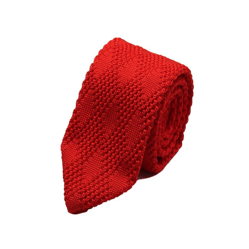 Corbata Tejida Roja Lisa Rombo 6.5 cm-0