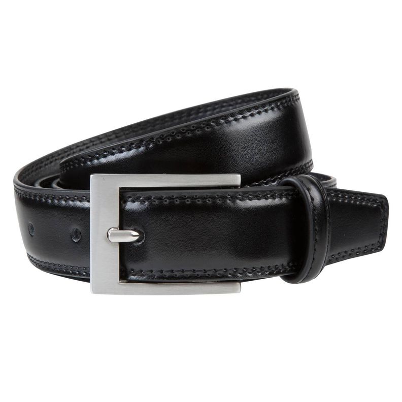 Cinturón Cuero Negro Doble Costura Ref 1 Talla 125-0