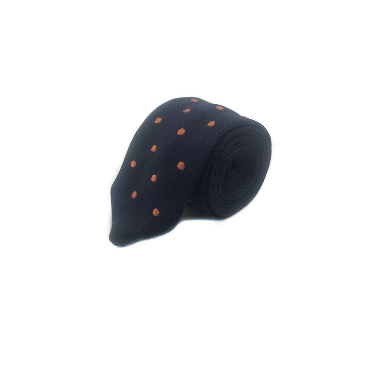 Corbata Tejida Azul Punto Naranjo 6.5cm-0
