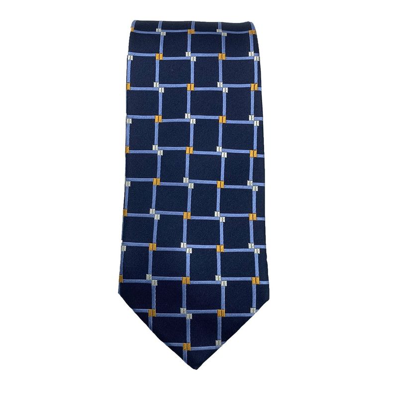 Corbata Seda Diseño Cuadros Azul 8cm-1