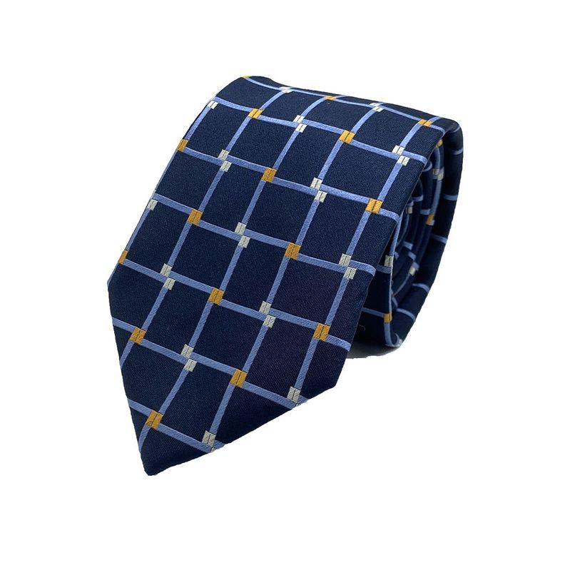 Corbata Seda Diseño Cuadros Azul 8cm-0