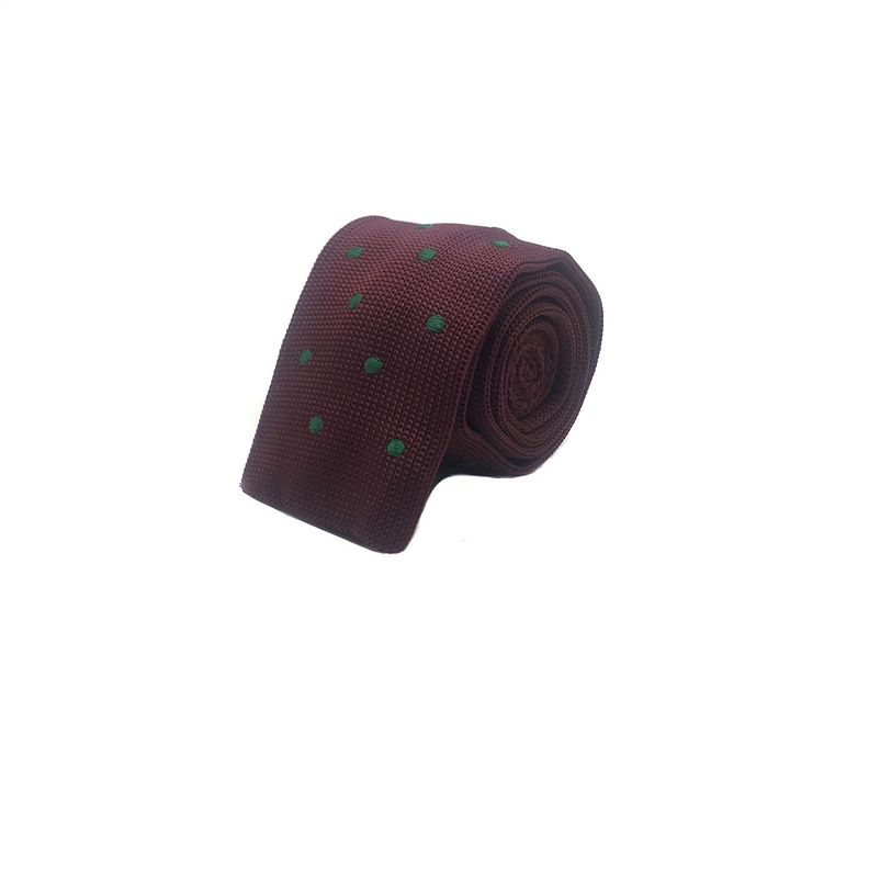 Corbata Tejida Burdeo Punto Verde Recta 6.5cm-0