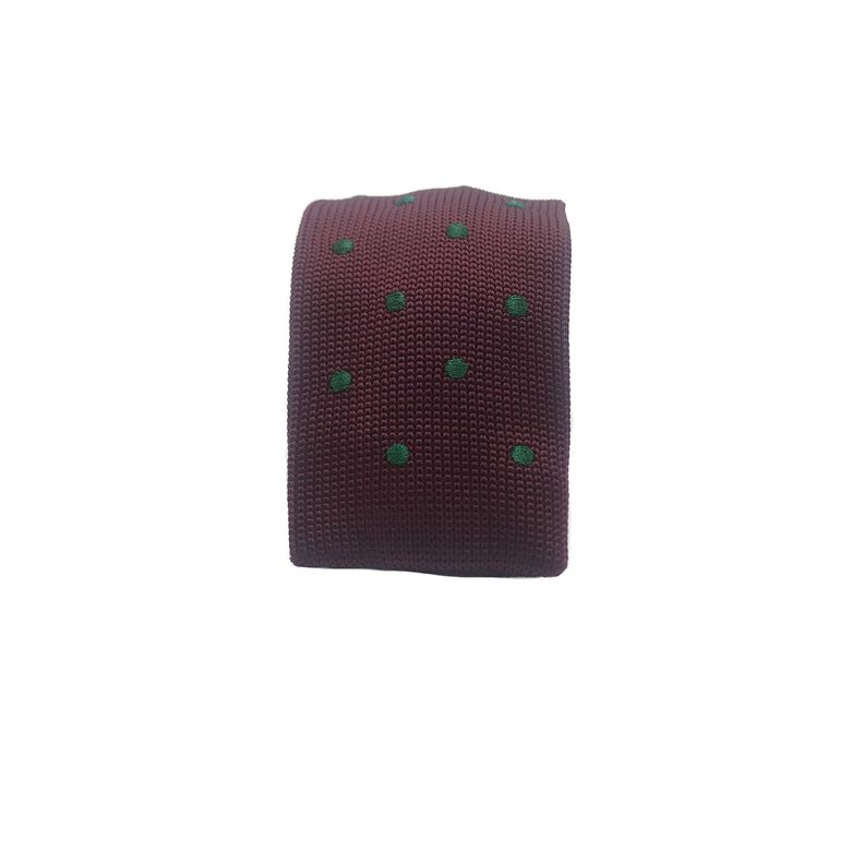 Corbata Tejida Burdeo Punto Verde Recta 6.5cm-1