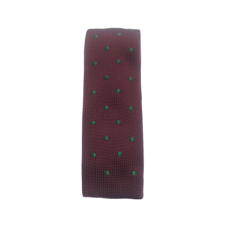 Corbata Tejida Burdeo Punto Verde Recta 6.5cm-2
