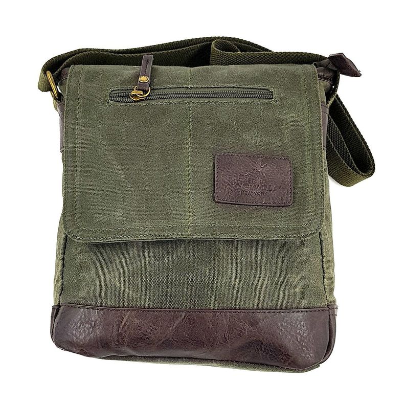 Bolso Hombro Sling Bag Canvas Verde Oliva 957-7-0