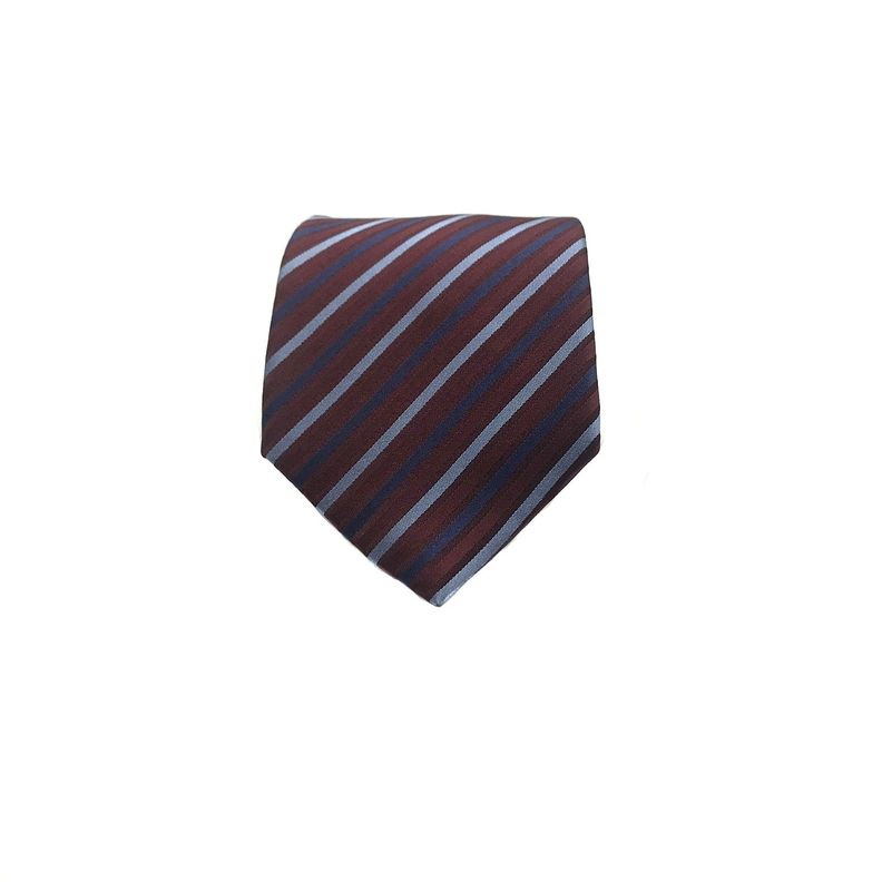 Corbata Seda Diseño Rayas Burdeo 8cm-1