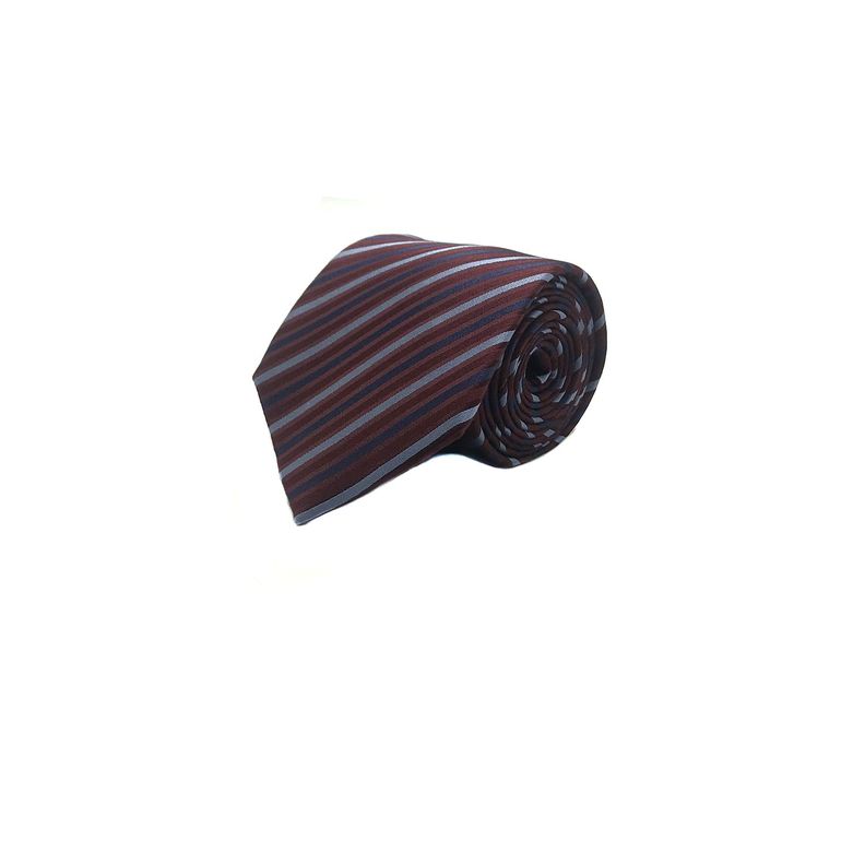 Corbata Seda Diseño Rayas Burdeo 8cm-0