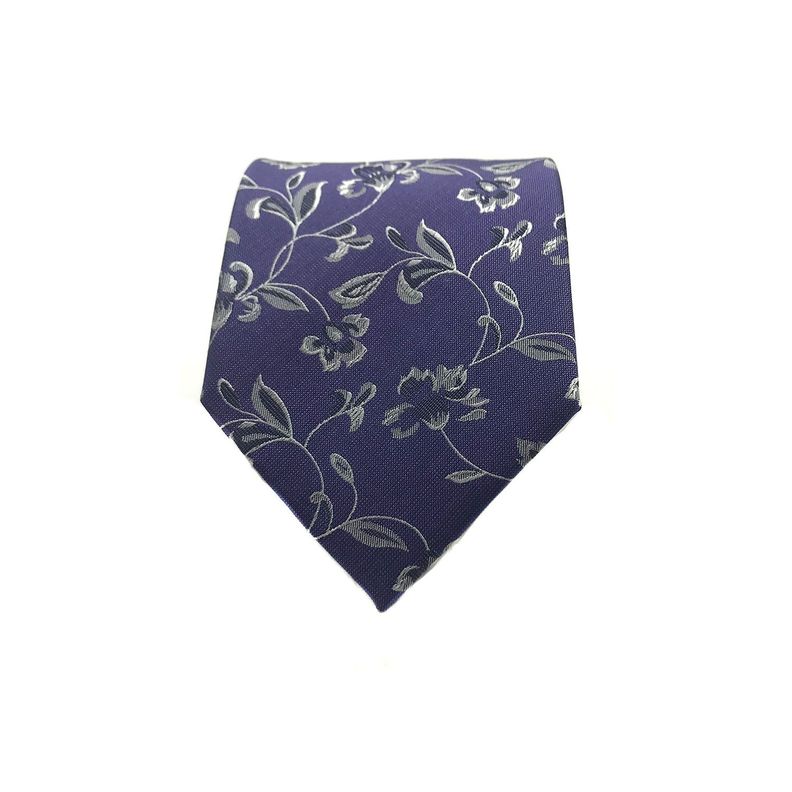 Corbata Seda Diseño Flor Morado 8cm-1
