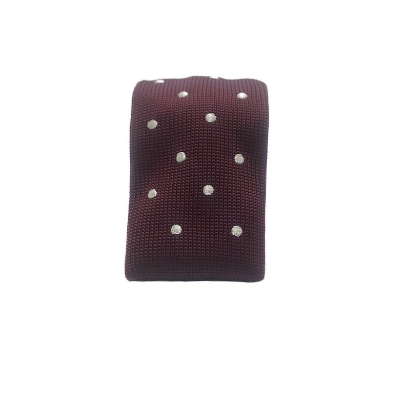 Corbata Tejida Burdeo Punto Blanco Recta 6.5cm-1