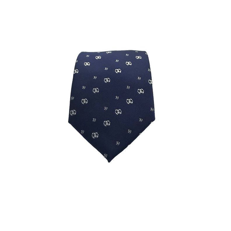 Corbata Azul Balón futbol Blanco Microfibra 7 cm-1