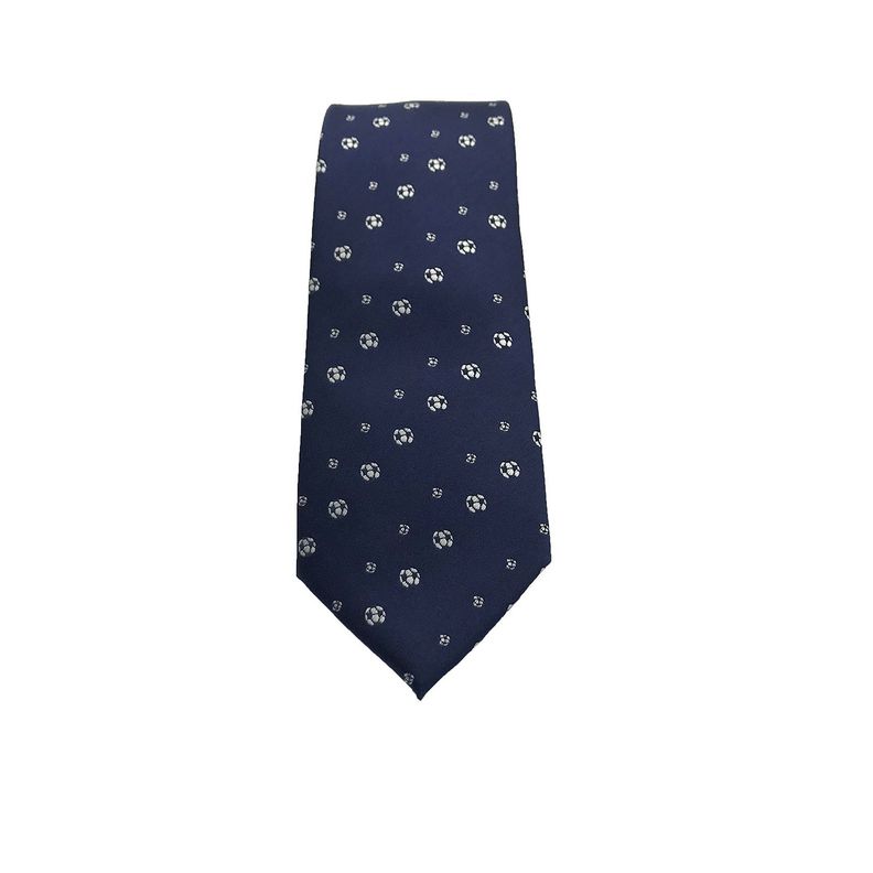 Corbata Azul Balón futbol Blanco Microfibra 7 cm-2