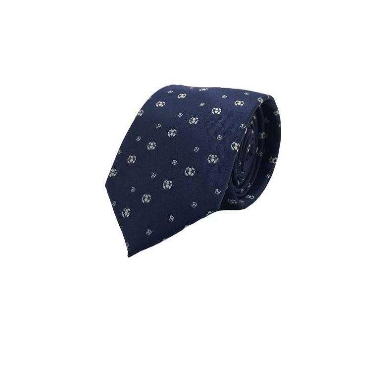Corbata Azul Balón futbol Blanco Microfibra 7 cm-0
