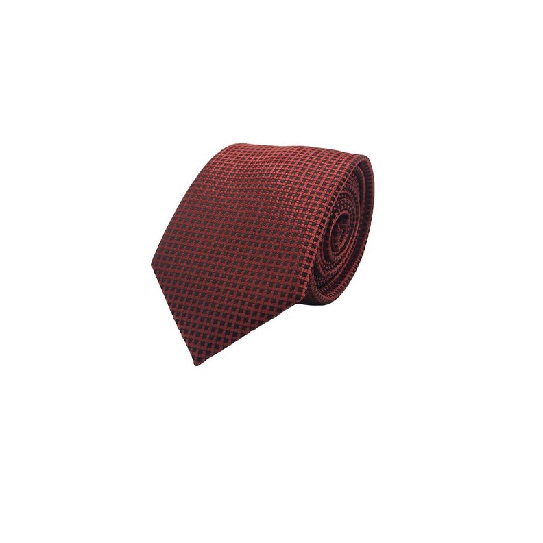 Corbata Roja Cuadro Negro Microfibra 7 cm-0