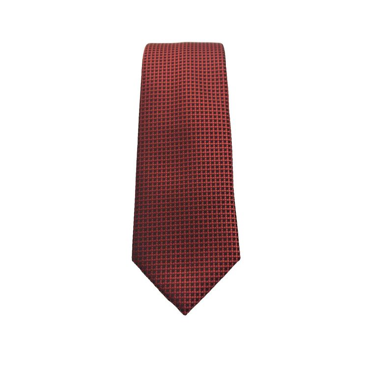 Corbata Roja Cuadro Negro Microfibra 7 cm-2