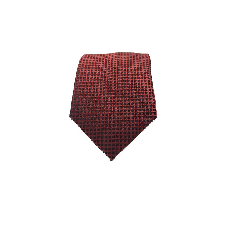 Corbata Roja Cuadro Negro Microfibra 7 cm-1