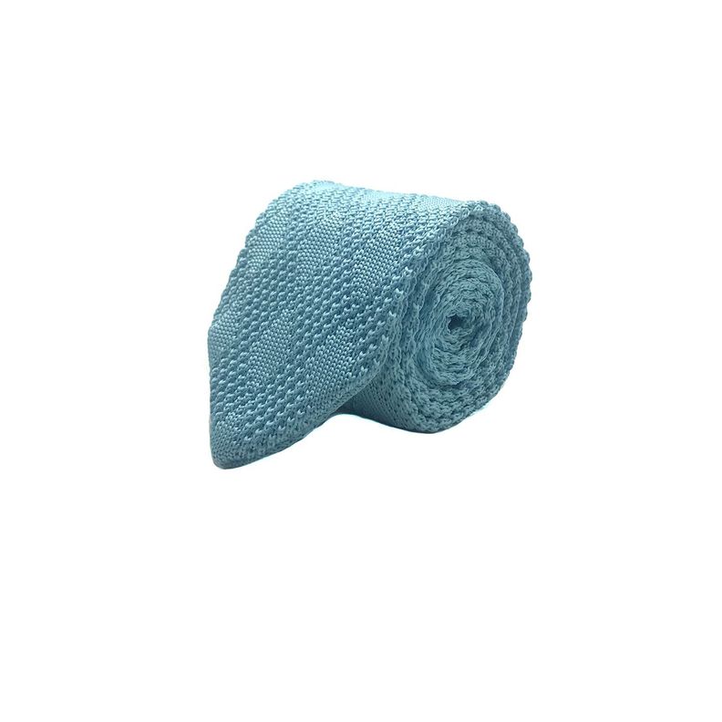 Corbata Tejida Turquesa Lisa Rombo 6.5 cm-0