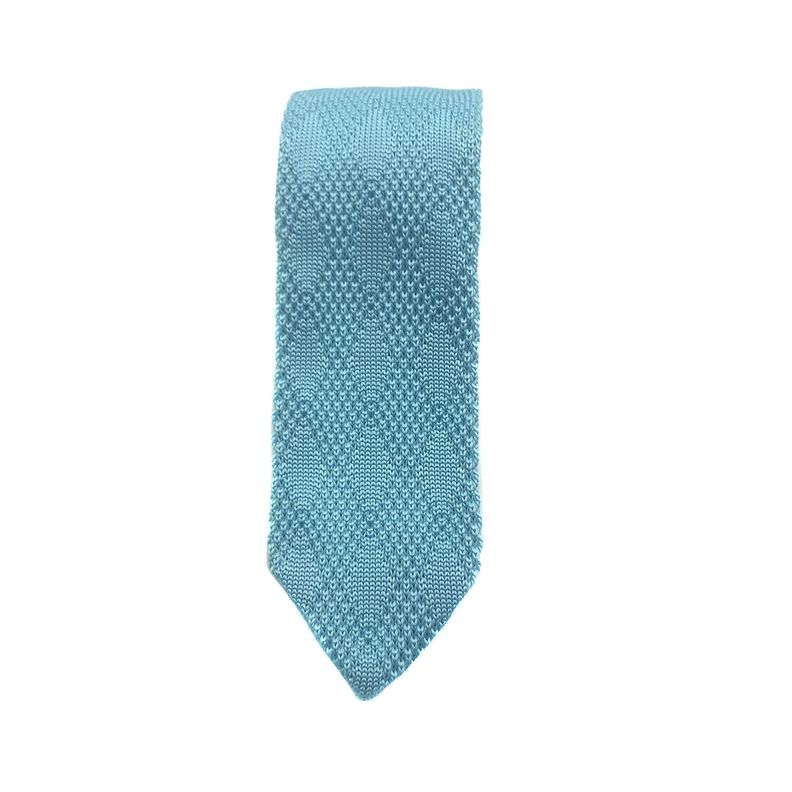 Corbata Tejida Turquesa Lisa Rombo 6.5 cm-2
