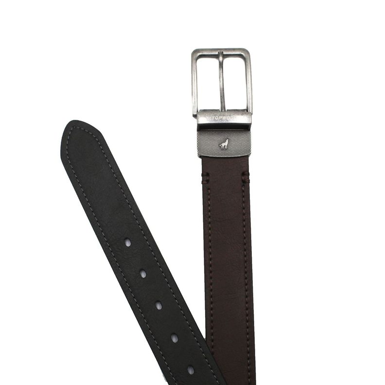 Cinturón Reversible Café/Gris 4,0 cm V7 Talla 105-1