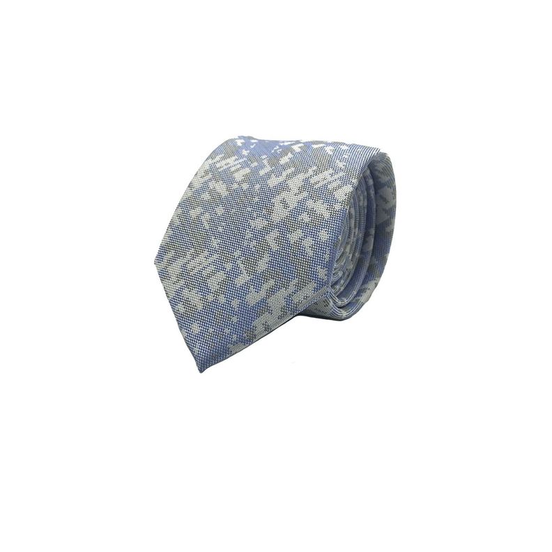 Corbata Celeste Cuadro Gris Microfibra 7 cm-0