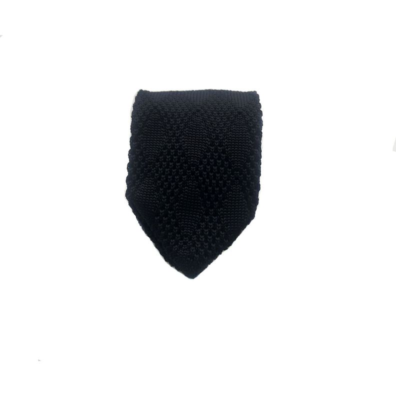 Corbata Tejida Negra Lisa Rombo 6.5 cm-1
