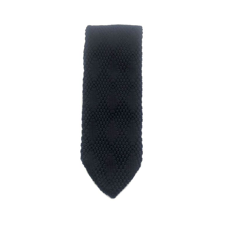 Corbata Tejida Negra Lisa Rombo 6.5 cm-2