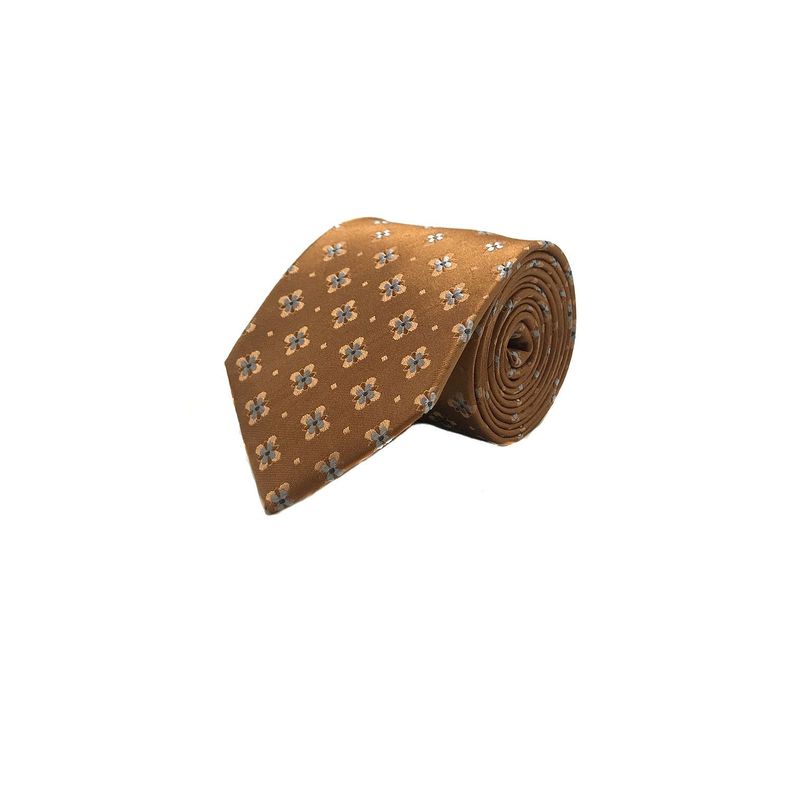 Corbata Seda Diseño Flor Cobre 8cm-0