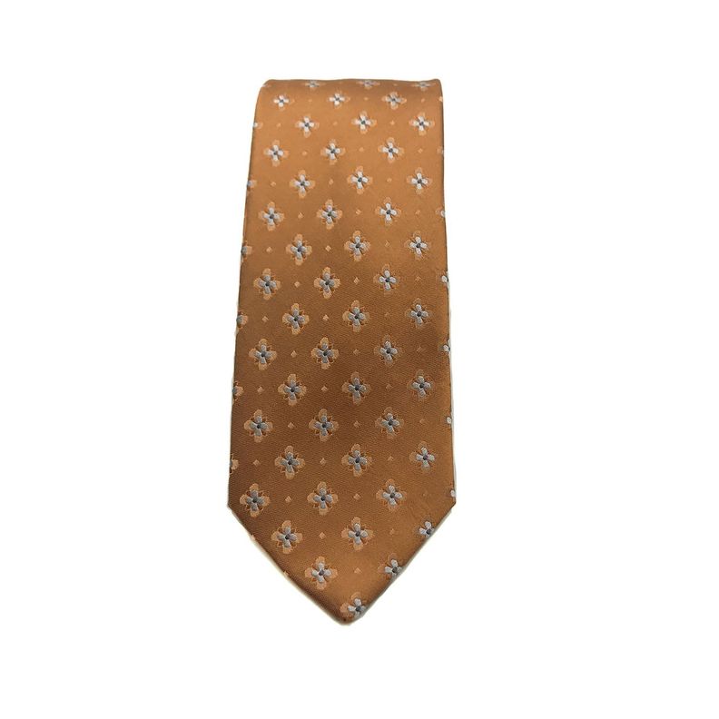 Corbata Seda Diseño Flor Cobre 8cm-2