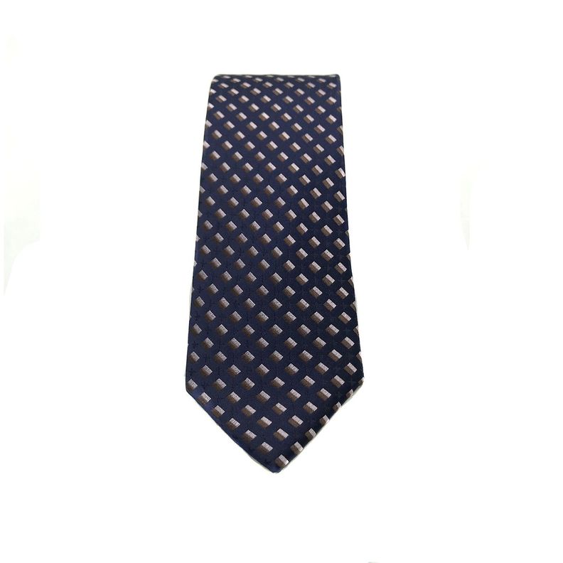 Corbata Seda Diseño Cuadros Azul Marino 8cm-2