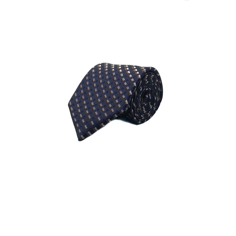 Corbata Seda Diseño Cuadros Azul Marino 8cm-0
