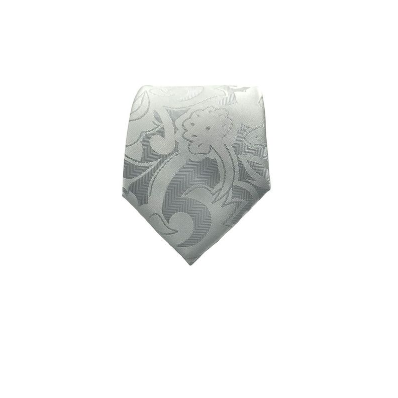 Corbata Gris Perla Textura Flor Microfibra 7 cm-1