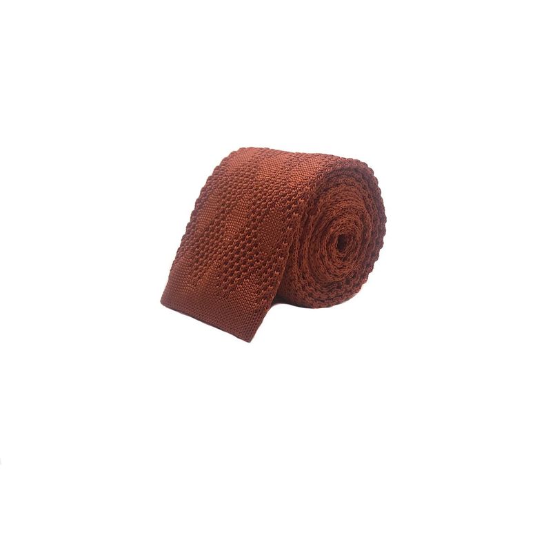 Corbata Tejida Ladrillo Lisa Rombo 6.5 cm-0