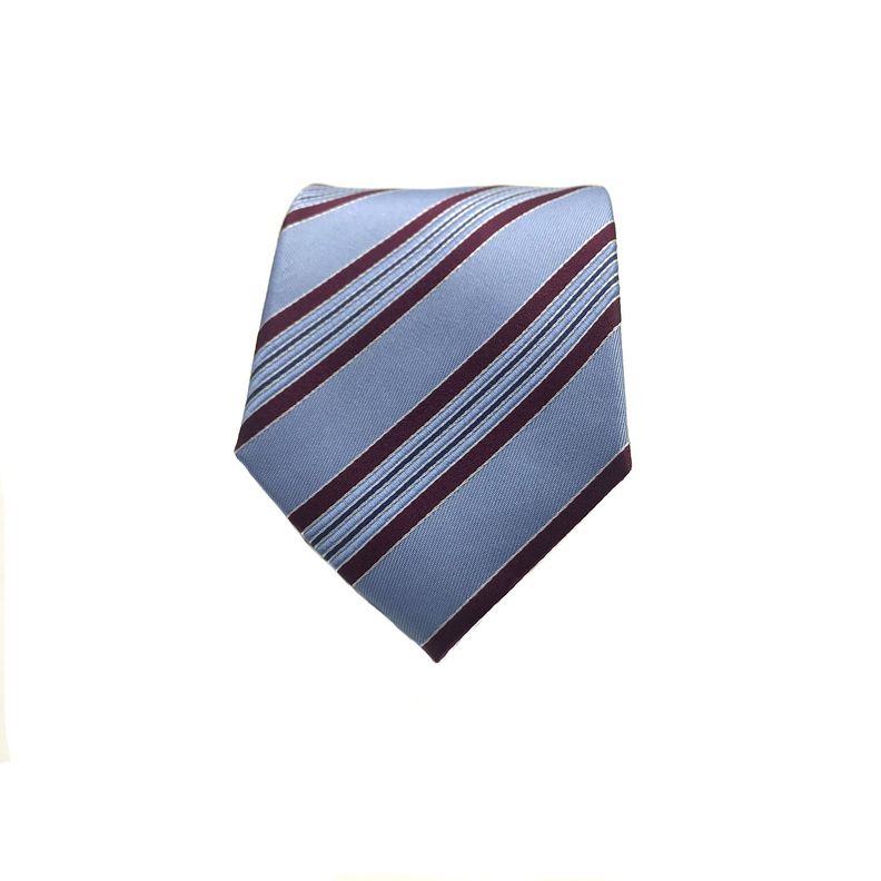 Corbata Seda Diseño Rayas Celeste 8cm-1