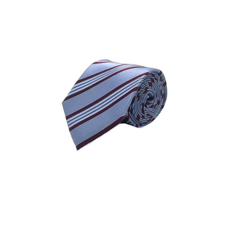 Corbata Seda Diseño Rayas Celeste 8cm-0