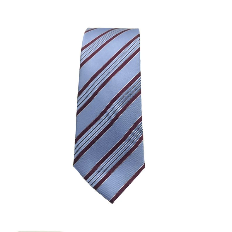 Corbata Seda Diseño Rayas Celeste 8cm-2