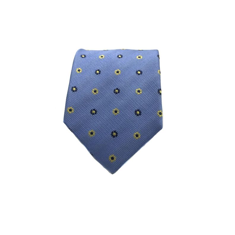 Corbata Seda Diseño Flor Celeste 8cm-1