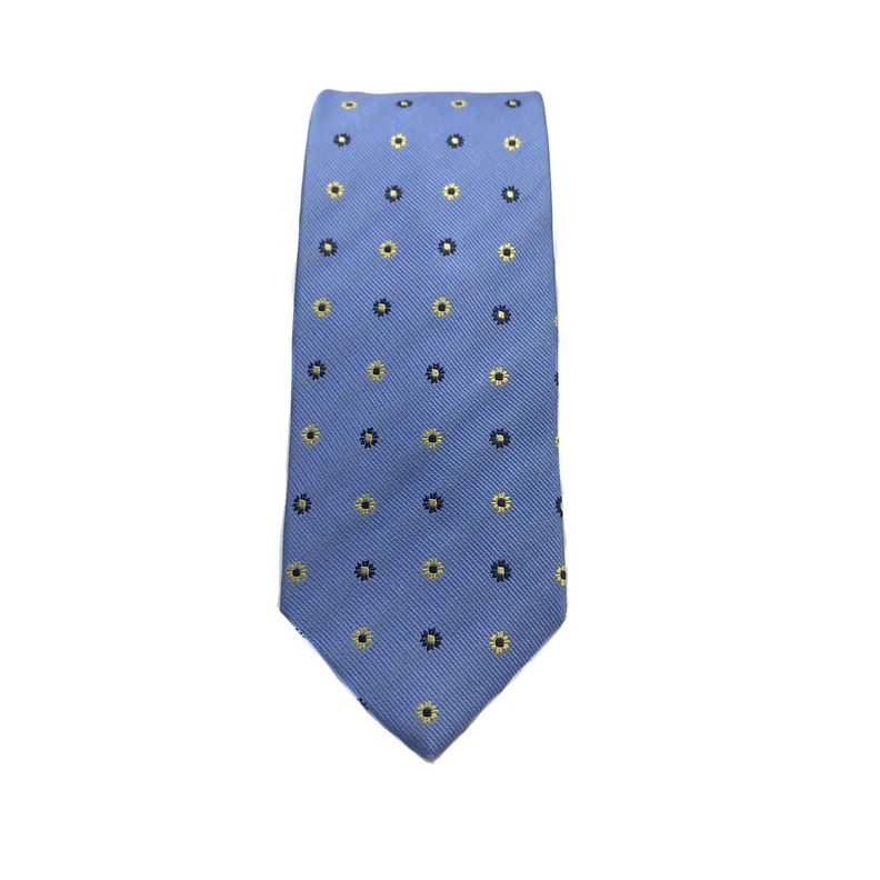 Corbata Seda Diseño Flor Celeste 8cm-2
