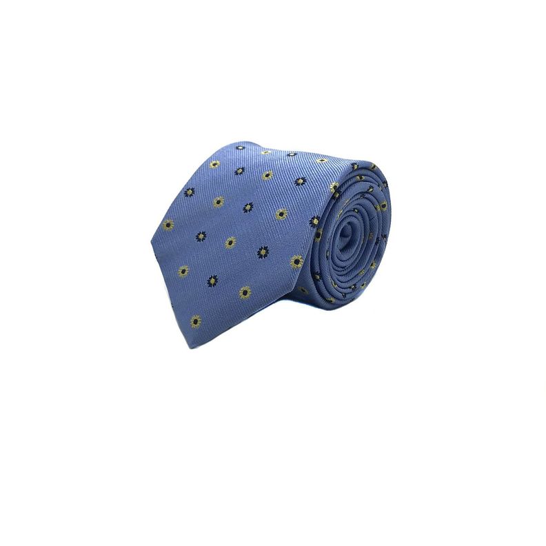 Corbata Seda Diseño Flor Celeste 8cm-0