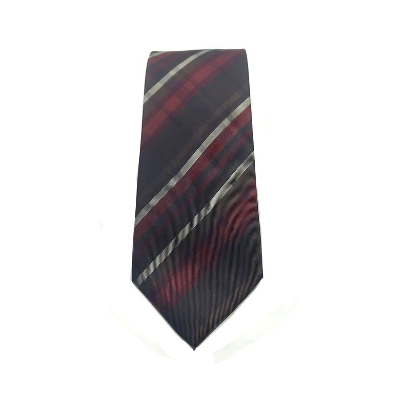 Corbata Seda Diseño Rayas Café 8cm-2