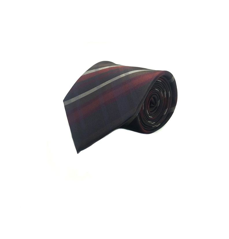 Corbata Seda Diseño Rayas Café 8cm-0