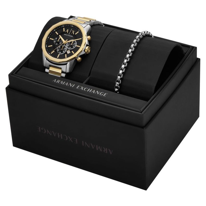 【美品・箱付】ARMANI EXCHANGE A|Xブラック×ゴールド 正規品 ARMANI EXCHANGE アルマーニエクスチェンジ 腕時計 手表 メンズ BOX