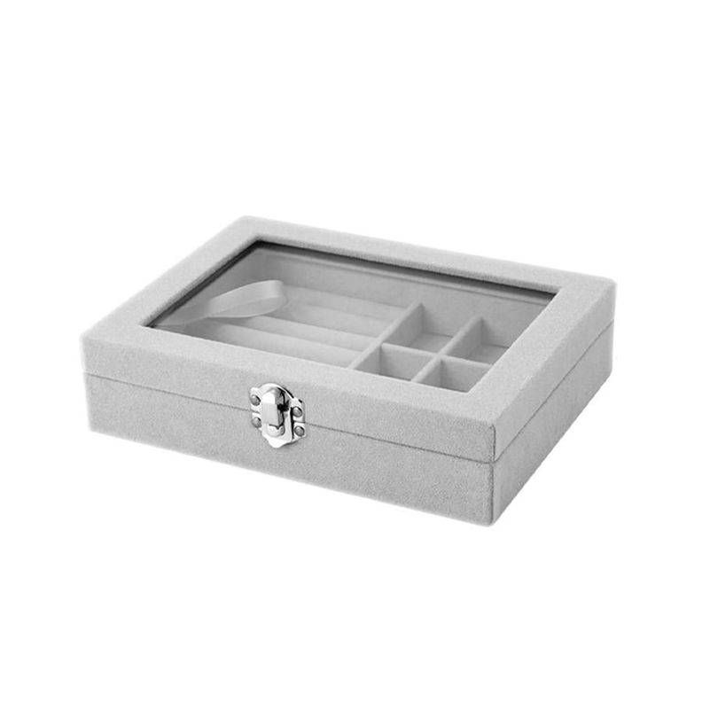 Caja Organizador De joyería Portátil Gris-0