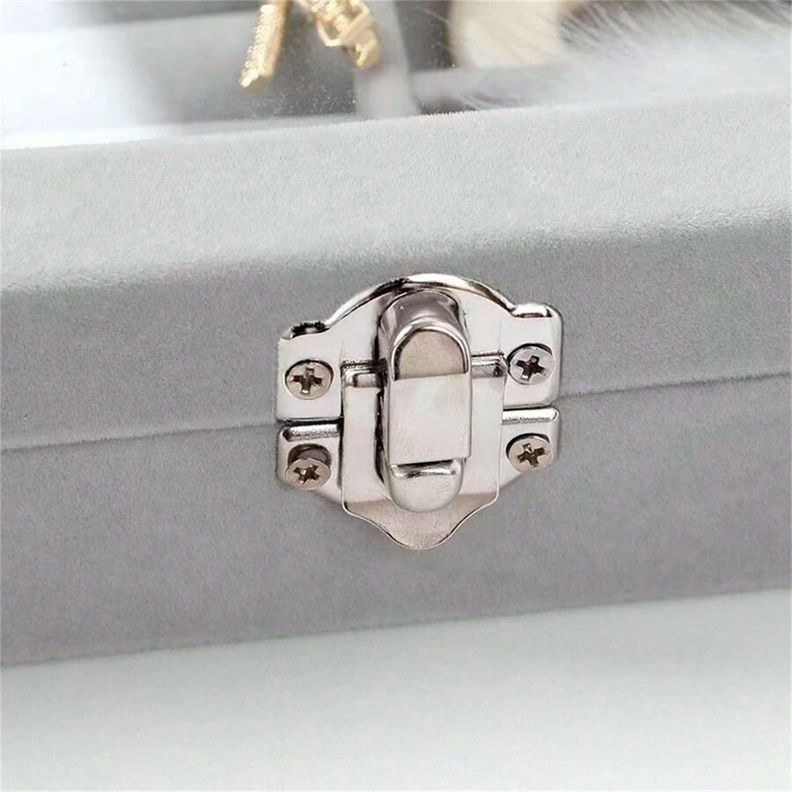 Caja Organizador De joyería Portátil Gris-4