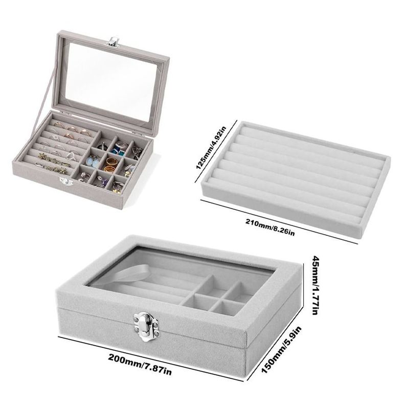 Caja Organizador De joyería Portátil Gris-5