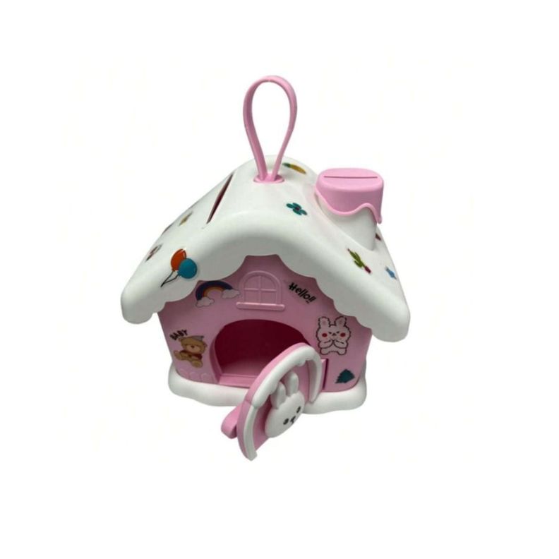 Mini Alcancía Casita Kawaii para niños caja portatil -0