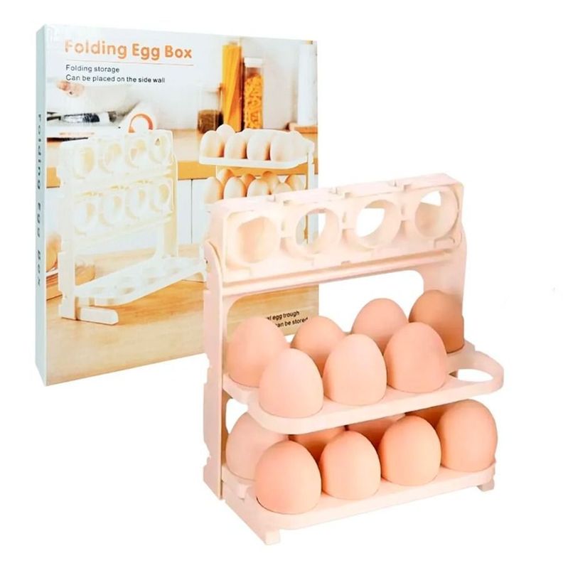Estante Organizador Almacenamiento De Huevos Plegable De 3 Niveles-0