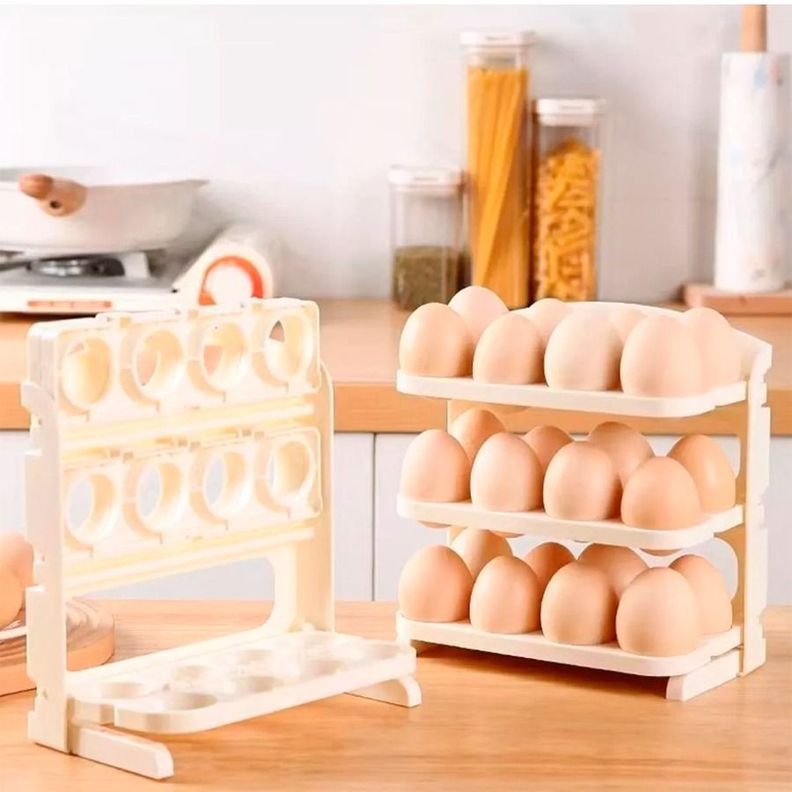 Estante Organizador Almacenamiento De Huevos Plegable De 3 Niveles-1
