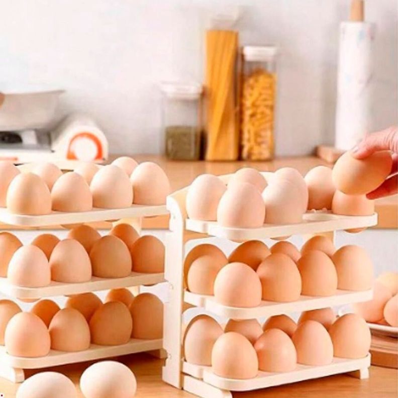 Estante Organizador Almacenamiento De Huevos Plegable De 3 Niveles-2