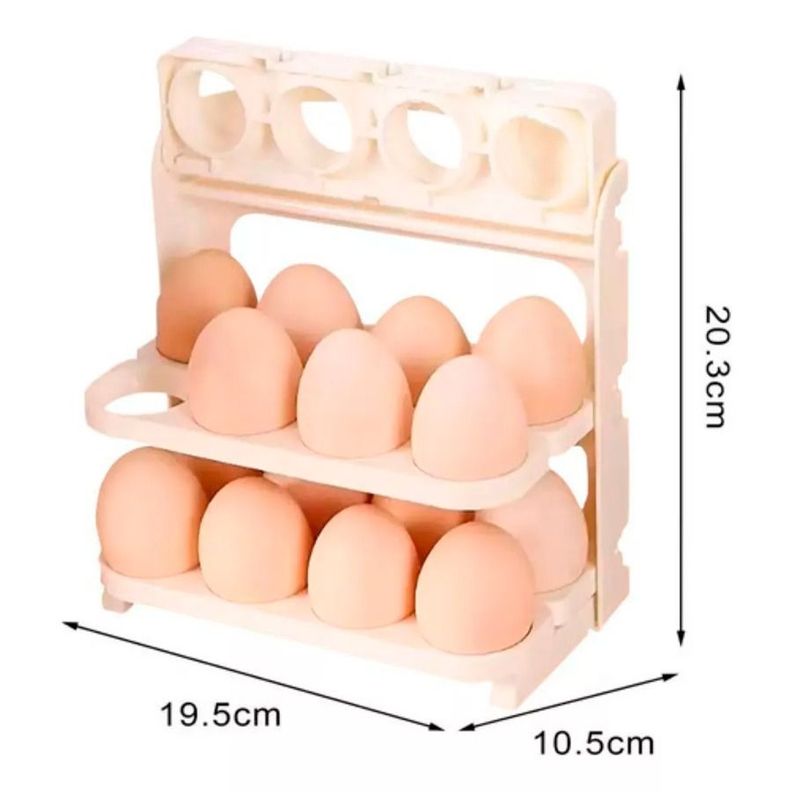 Estante Organizador Almacenamiento De Huevos Plegable De 3 Niveles-4