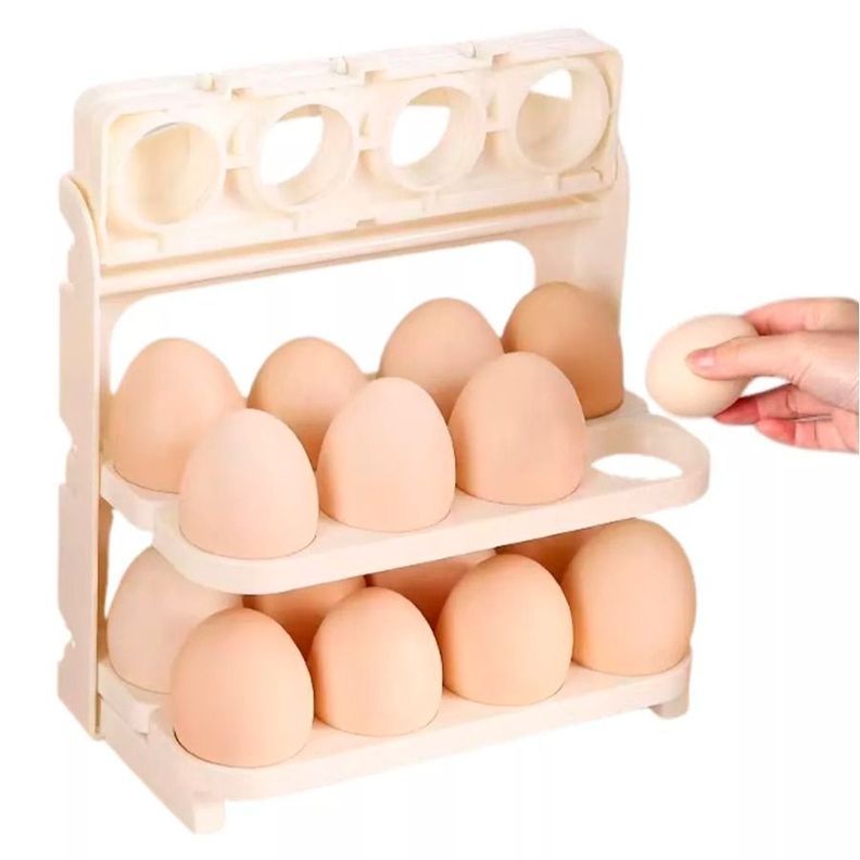 Estante Organizador Almacenamiento De Huevos Plegable De 3 Niveles-5