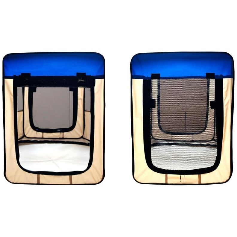 Corral Ligero Portátil Para Mascotas Color Azul 140X140X77cm-3